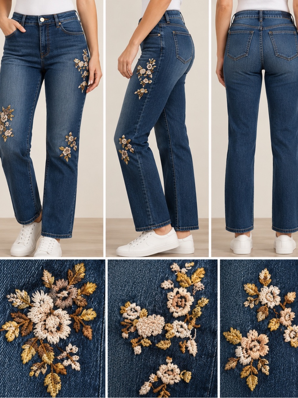 Democracy Absolution Floral Embroidered Straight Leg Jeans Size 8 NWOT - Picture 4 of 4